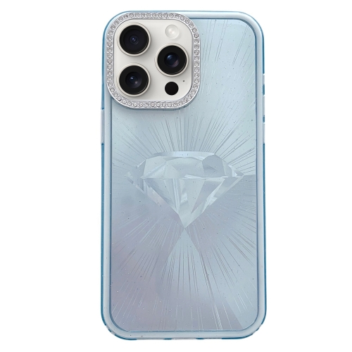 

For iPhone 13 Pro Max Diamond Texture TPU Hybrid PC IMD Phone Case(Blue)