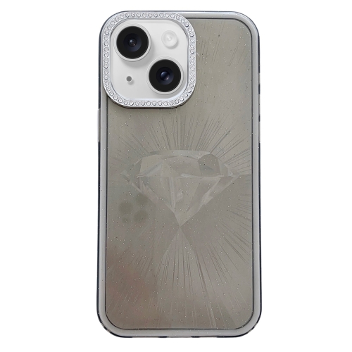 

For iPhone 15 Diamond Texture TPU Hybrid PC IMD Phone Case(Black)