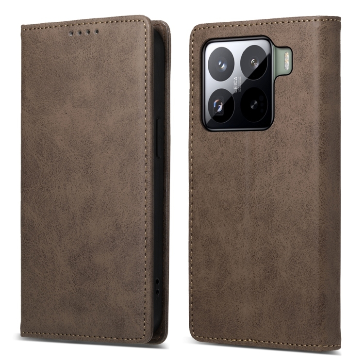 

For Xiaomi 15 Pro Business Solid Color Magnetic RFID Leather Phone Case(Brown)