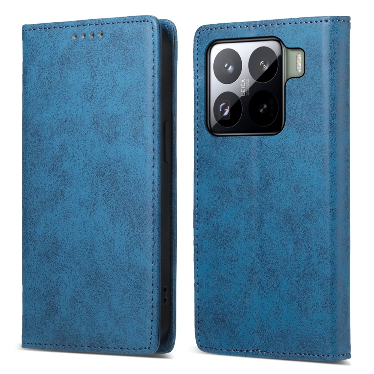 

For Xiaomi 15 Pro Business Solid Color Magnetic RFID Leather Phone Case(Blue)