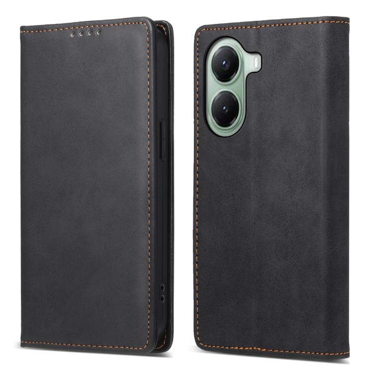 

For Xiaomi Poco X7 Pro / Redmi Turbo 4 Business Solid Color Magnetic RFID Leather Phone Case(Black)