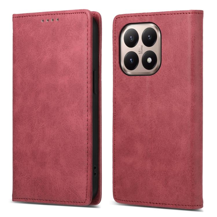 

For Xiaomi 15T 5G Business Solid Color Magnetic RFID Leather Phone Case(Red)