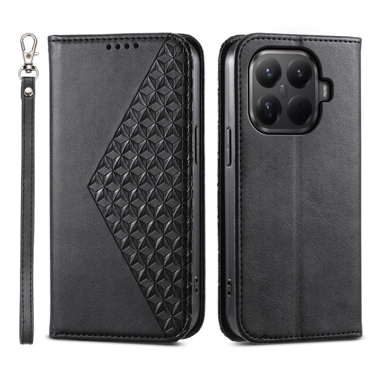 

For Xiaomi 15T Pro 5G Cubic Grid Calf Texture Magnetic Leather Phone Case(Black)