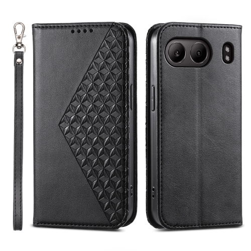 

For OnePlus Nord 4 5G Cubic Grid Calf Texture Magnetic Leather Phone Case(Black)