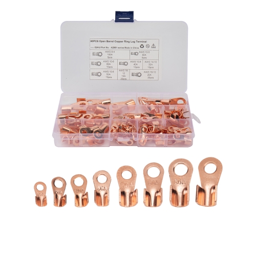 Swpeet 300Pcs Copper Ring Terminals Open Barrel Wire Crimp Copper Ring Lugs  Terminal Connector with 2:1 Heat Shrink Tubing Assortment Kit (OT 5A 10A  20A 30A 40A 50A 60A 100A) : Amazon.in: