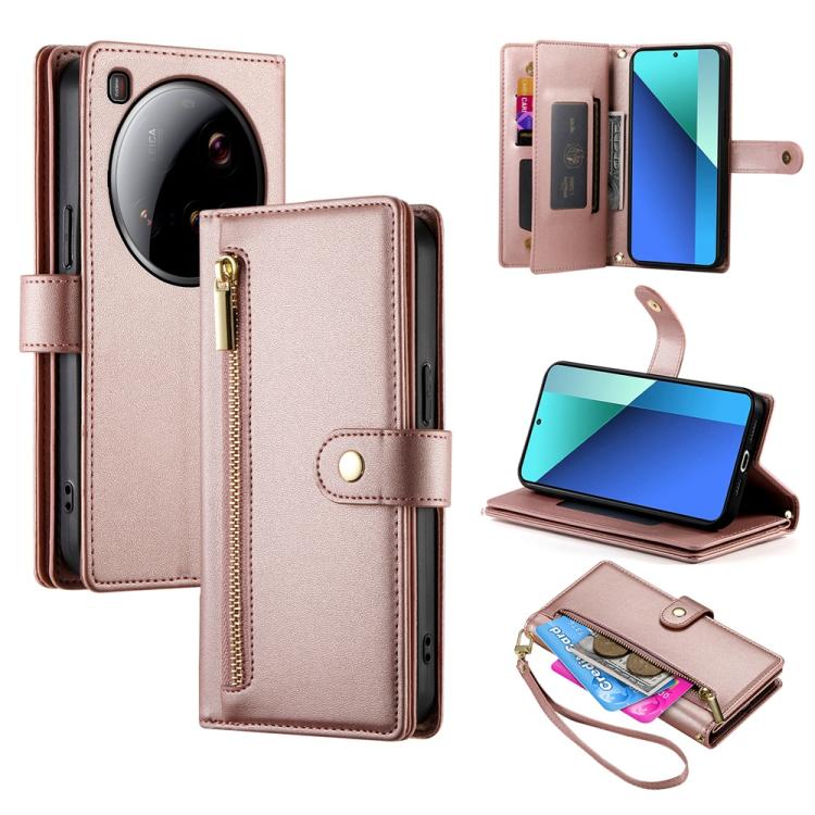 

For Xiaomi 15 Ultra Nine Card-slot Zipper Wallet Bag Leather Phone Case(Pink)
