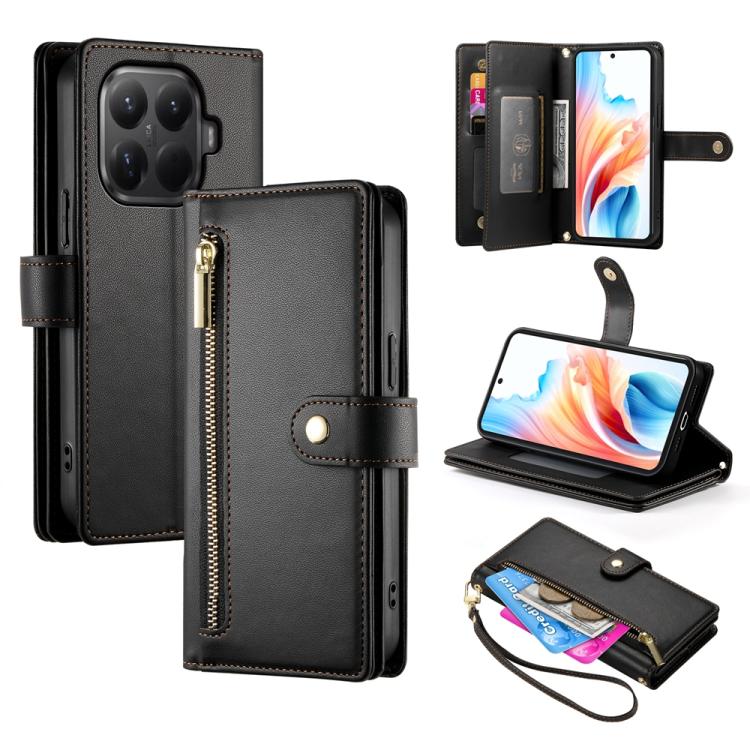 

For Xiaomi 15T Pro 5G Nine Card-slot Zipper Wallet Bag Leather Phone Case(Black)