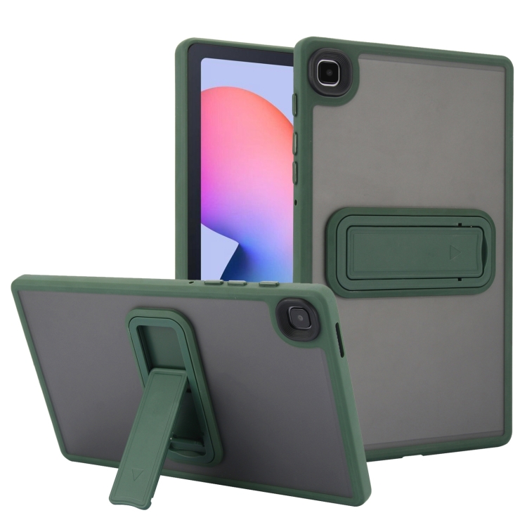 

For Samsung Galaxy Tab S6 Lite P610 / P615 Skin Feel Holder PC Hybrid TPU Tablet Case(Dark Green)