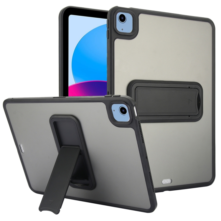 

For iPad 2025 / 2022 Skin Feel Holder PC Hybrid TPU Tablet Case(Black)