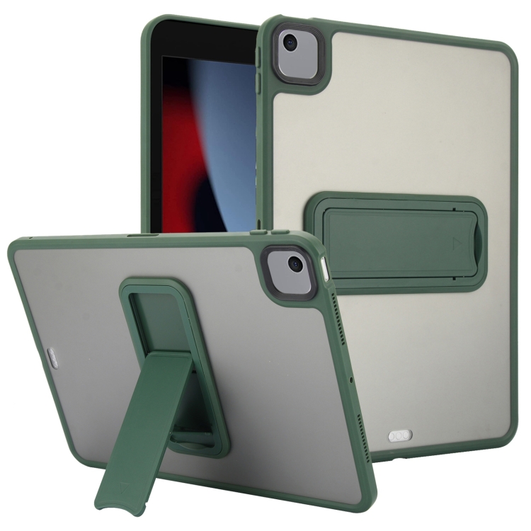 

For iPad 10.2 2021 / 2020 / 2019 Skin Feel Holder PC Hybrid TPU Tablet Case(Dark Green)