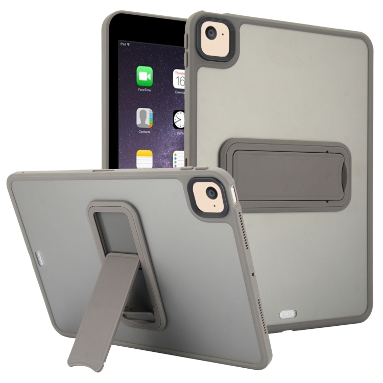 

For iPad Air 2 9.7 Skin Feel Holder PC Hybrid TPU Tablet Case(Grey)