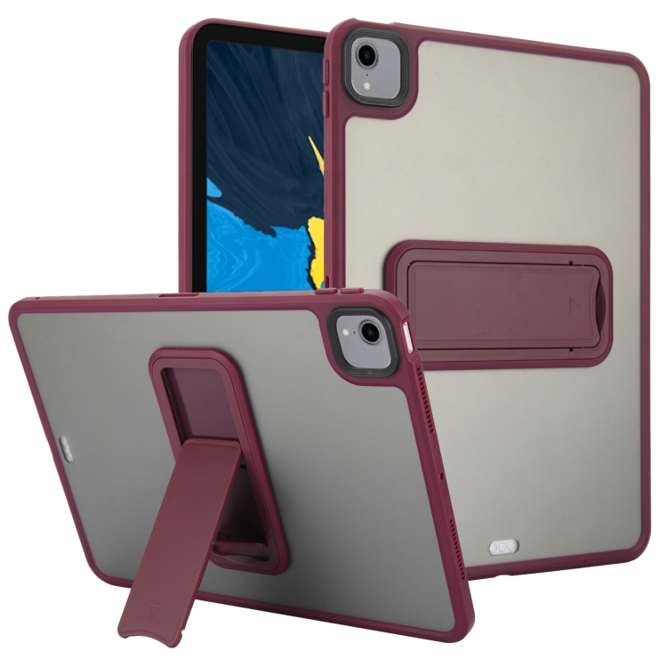 

For iPad Pro 11 2018 Skin Feel Holder PC Hybrid TPU Tablet Case(Wine Red)