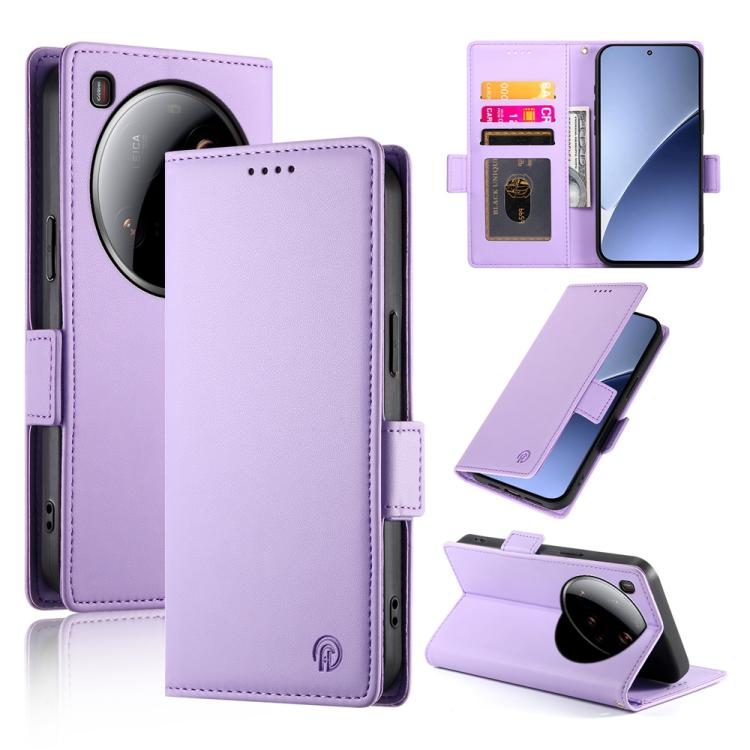 

For Xiaomi 15 Ultra Side Buckle Magnetic Frosted Leather Phone Case(Purple)
