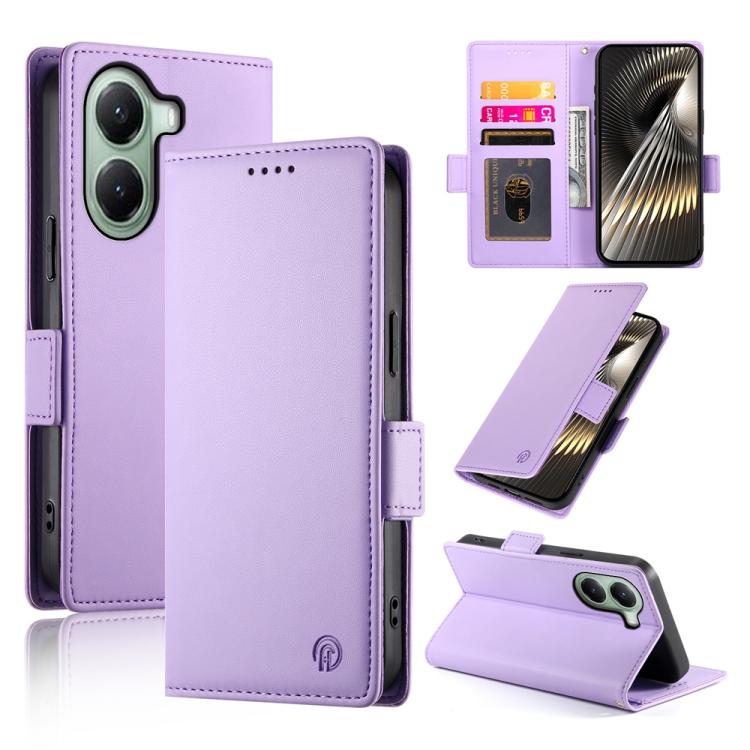 

For Xiaomi Poco X7 Pro / Redmi Turbo 4 Side Buckle Magnetic Frosted Leather Phone Case(Purple)
