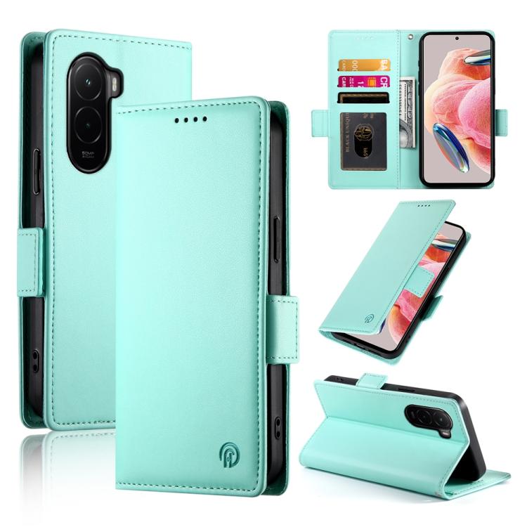 

For Xiaomi Poco M7 4G 169mm Side Buckle Magnetic Frosted Leather Phone Case(Mint Green)