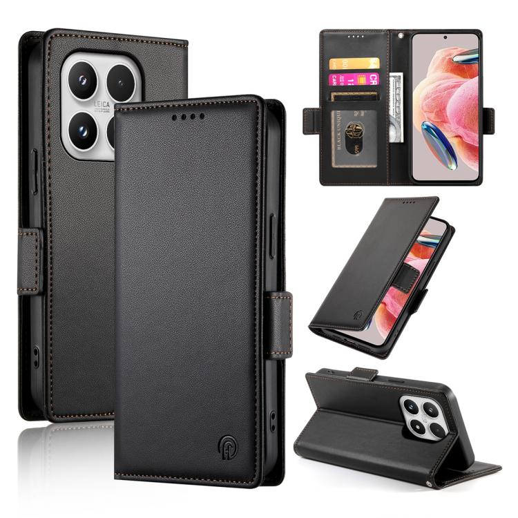 

For Xiaomi 17 Side Buckle Magnetic Frosted Leather Phone Case(Black)
