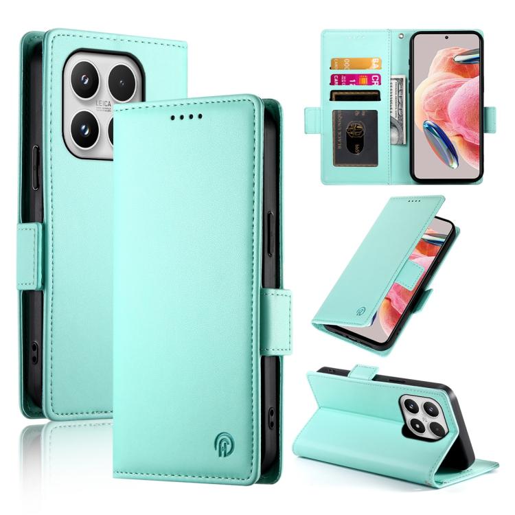 

For Xiaomi 17 Side Buckle Magnetic Frosted Leather Phone Case(Mint Green)