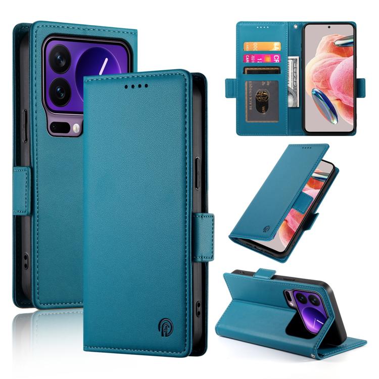 

For Xiaomi 17 Pro Side Buckle Magnetic Frosted Leather Phone Case(Blue)