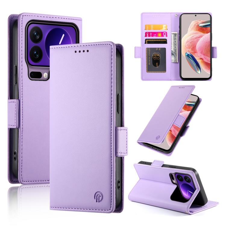 

For Xiaomi 17 Pro Side Buckle Magnetic Frosted Leather Phone Case(Purple)