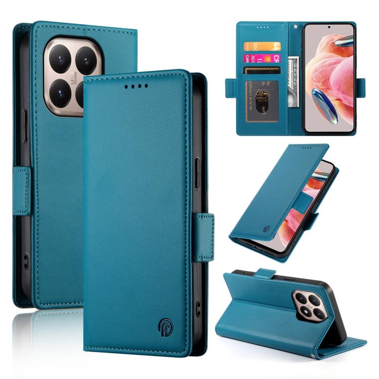 

For Xiaomi 15T 5G Side Buckle Magnetic Frosted Leather Phone Case(Blue)