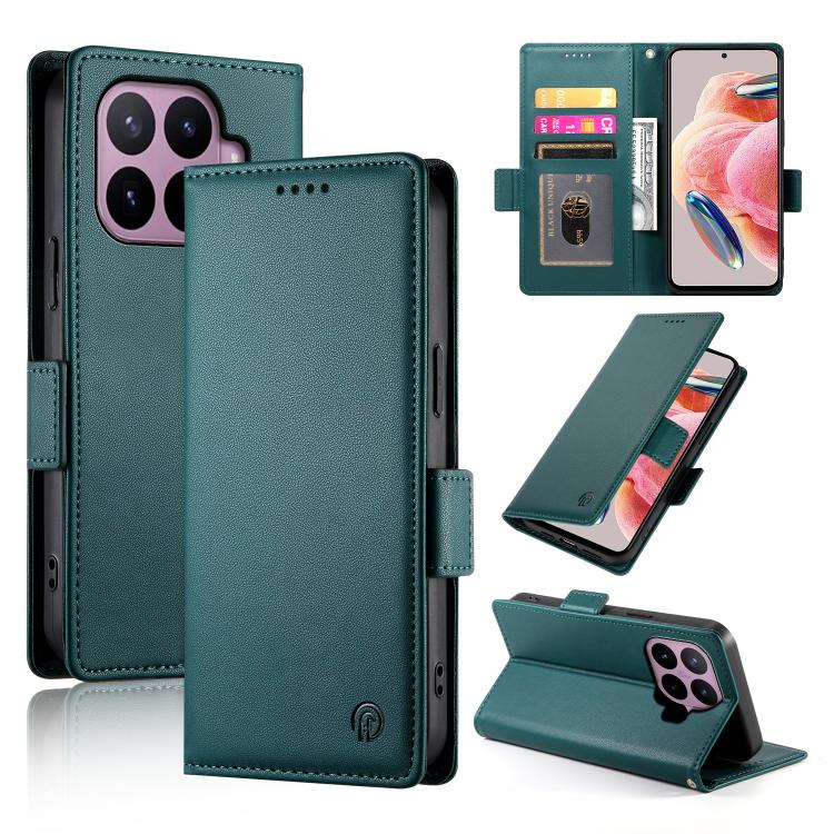 For Xiaomi 17T 5G Side Buckle Magnetic Frosted Leather Phone Case(Dark Green)
