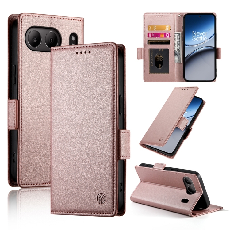 

For OnePlus Nord 4 5G Side Buckle Magnetic Frosted Leather Phone Case(Rose Gold)