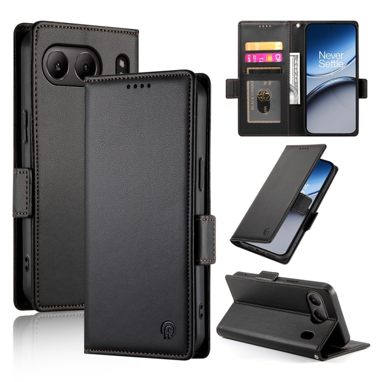 

For OnePlus Nord 4 5G Side Buckle Magnetic Frosted Leather Phone Case(Black)