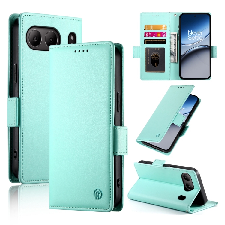 

For OnePlus Nord 4 5G Side Buckle Magnetic Frosted Leather Phone Case(Mint Green)
