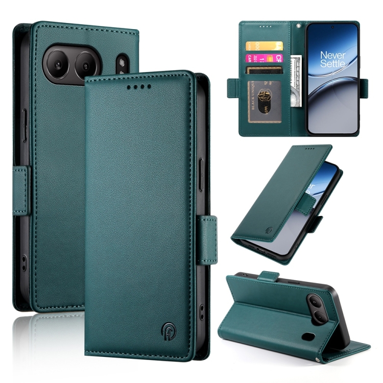 

For OnePlus Nord 4 5G Side Buckle Magnetic Frosted Leather Phone Case(Dark Green)