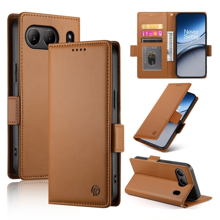 

For OnePlus Nord 4 5G Side Buckle Magnetic Frosted Leather Phone Case(Brown)