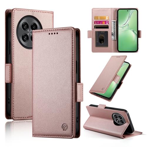 

For OnePlus 13R / Ace 5 / Ace 5 Pro Side Buckle Magnetic Frosted Leather Phone Case(Rose Gold)