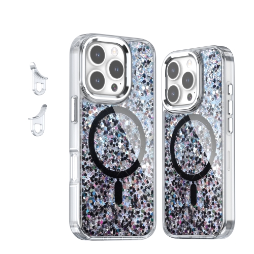 

For iPhone 16 Pro Epoxy Glitter MagSafe Magnetic TPU Phone Case(Black)