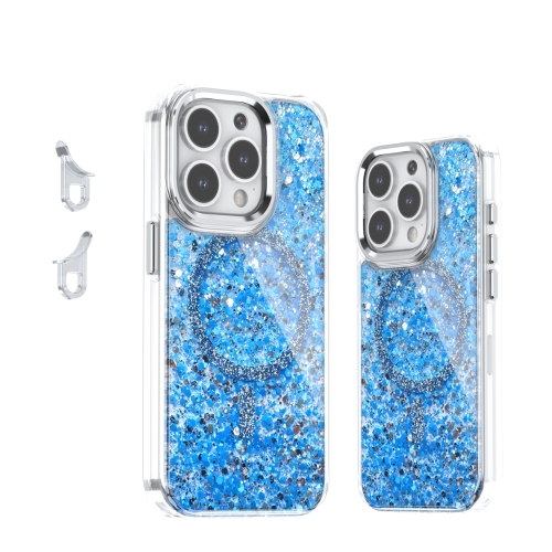 

For iPhone 15 Pro Max Epoxy Glitter MagSafe Magnetic TPU Phone Case(Blue)