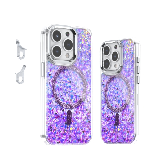 

For iPhone 15 Pro Epoxy Glitter MagSafe Magnetic TPU Phone Case(Purple)