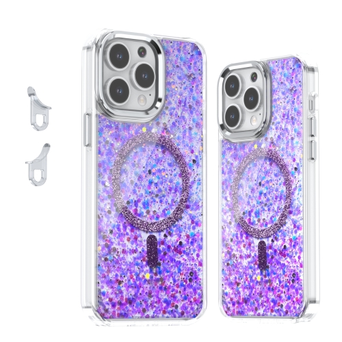 

For iPhone 14 Pro Max Epoxy Glitter MagSafe Magnetic TPU Phone Case(Purple)