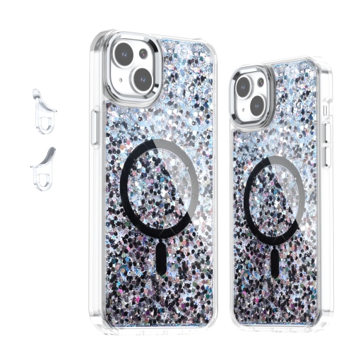 

For iPhone 14 Plus Epoxy Glitter MagSafe Magnetic TPU Phone Case(Black)