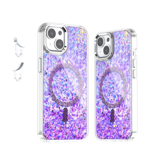 

For iPhone 14 / 13 Epoxy Glitter MagSafe Magnetic TPU Phone Case(Purple)