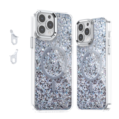 

For iPhone 13 Pro Max Epoxy Glitter MagSafe Magnetic TPU Phone Case(White)