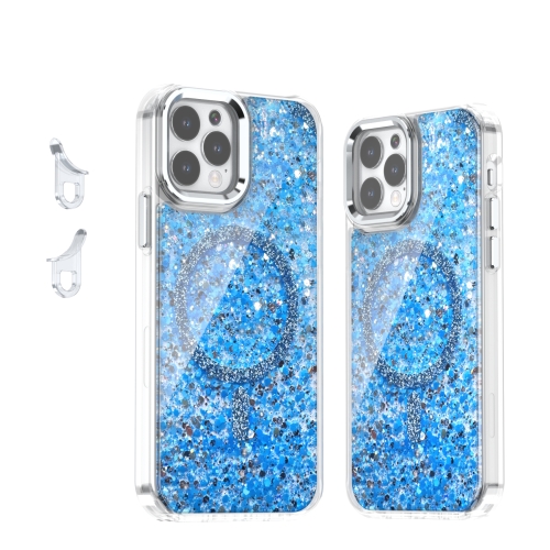 

For iPhone 12 / 12 Pro Epoxy Glitter MagSafe Magnetic TPU Phone Case(Blue)