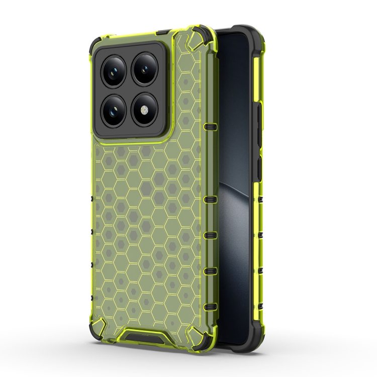 

For Xiaomi 14T Pro 5G Global Honeycomb Shockproof Phone Case(Green)