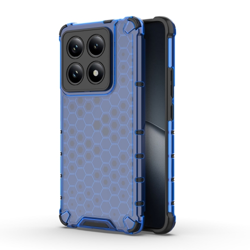 

For Xiaomi 14T Pro 5G Global Honeycomb Shockproof Phone Case(Blue)