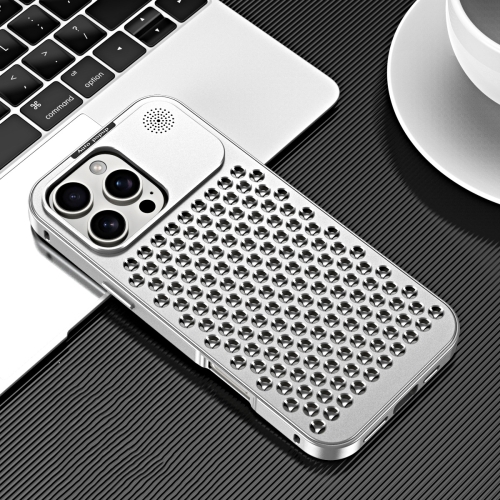 

For iPhone 16 Pro R-JUST RJ58 Aromatherapy Metal Cooling Phone Case(Silver)