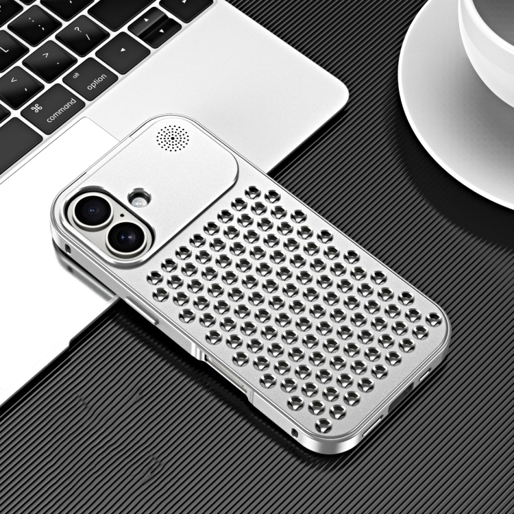 

For iPhone 16 R-JUST RJ58 Aromatherapy Metal Cooling Phone Case(Silver)