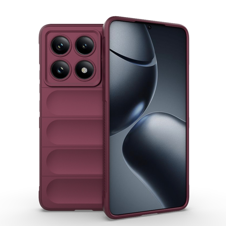

For Xiaomi 14T Pro 5G Global Magic Shield TPU + Flannel Phone Case(Wine Red)