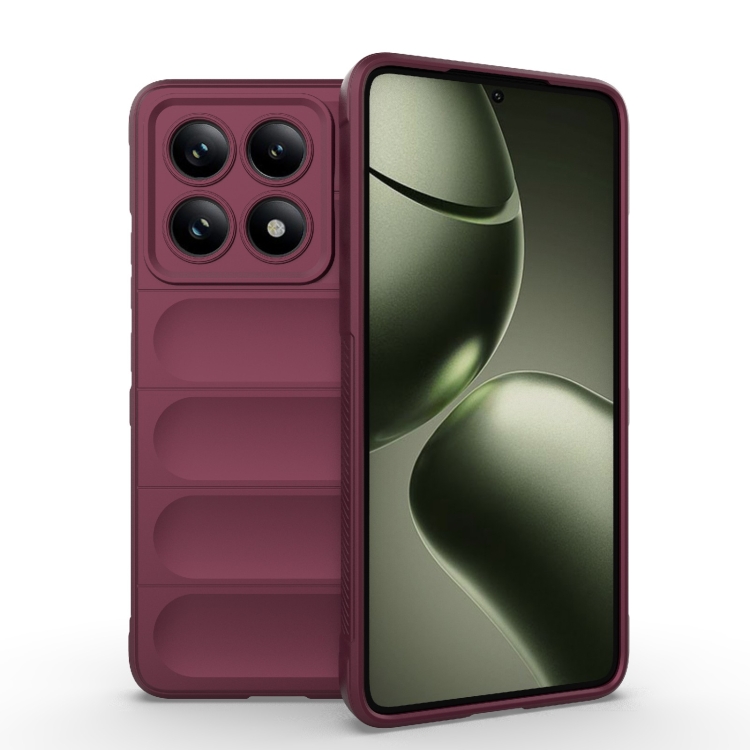 

For Xiaomi 14T 5G Global Magic Shield TPU + Flannel Phone Case(Wine Red)