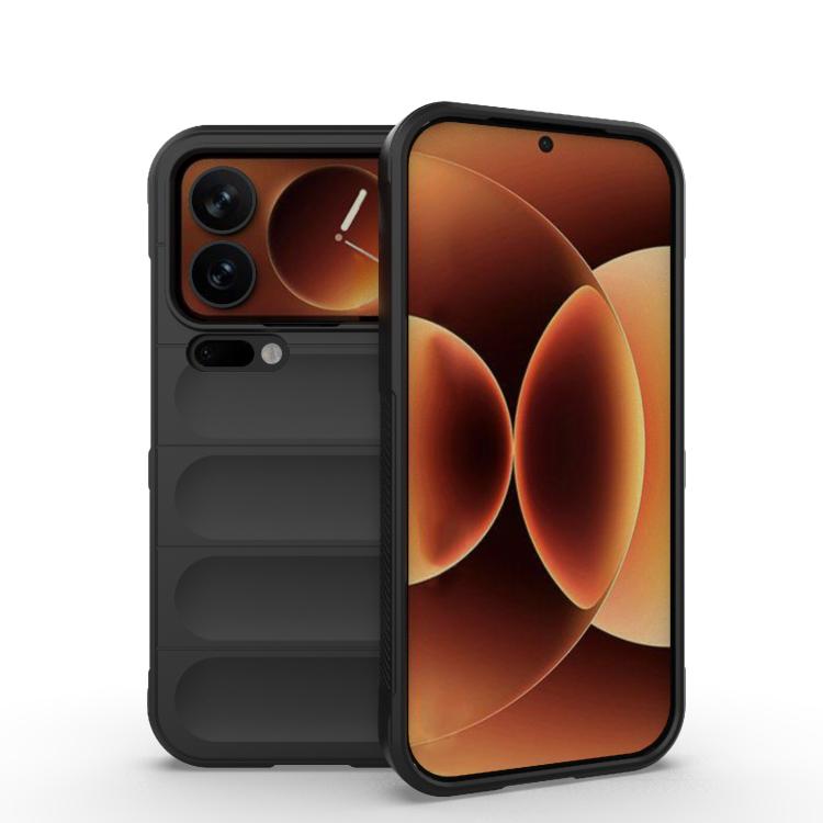 

For Xiaomi 17 Pro Magic Shield TPU + Flannel Phone Case(Black)