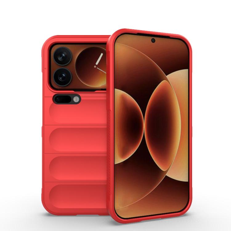 

For Xiaomi 17 Pro Magic Shield TPU + Flannel Phone Case(Red)