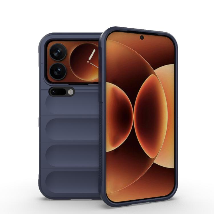 

For Xiaomi 17 Pro Magic Shield TPU + Flannel Phone Case(Dark Blue)