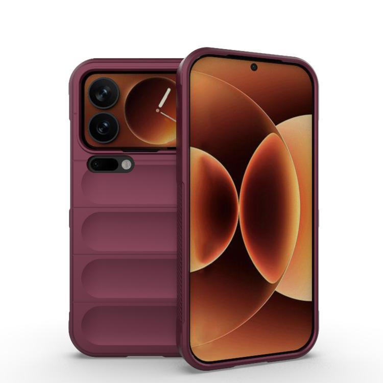 

For Xiaomi 17 Pro Magic Shield TPU + Flannel Phone Case(Wine Red)