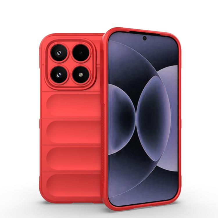 

For Xiaomi 17 Magic Shield TPU + Flannel Phone Case(Red)